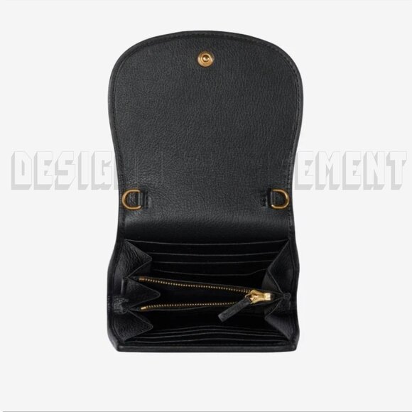 GUCCI black Leather BLONDIE Interlocking G Medium Wallet on chain Crossbody Bag - Picture 7 of 8